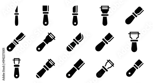 Assorted artistic paintbrushes arranged neatly in a grid pattern on a clean surface viewed from directly above