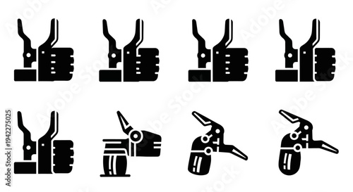 Various forklift icons showcasing different operational actions in a clean and simple graphical representation