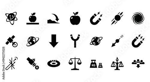 Collection of Scientific Symbols and Icons Representing Various Concepts in Education and Research
