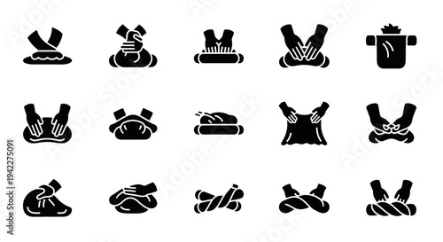 Collection of Martial Arts Belts and Uniforms Icons Set Against a Clean Background from a Straight-On Viewpoint