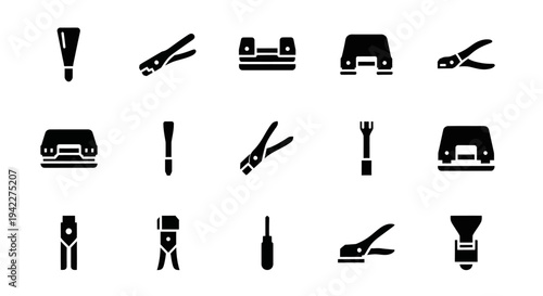 Collection of various office supply icons displayed in a grid layout