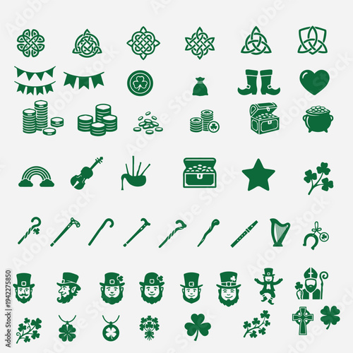 Green St Patricks Day vector illustration pack