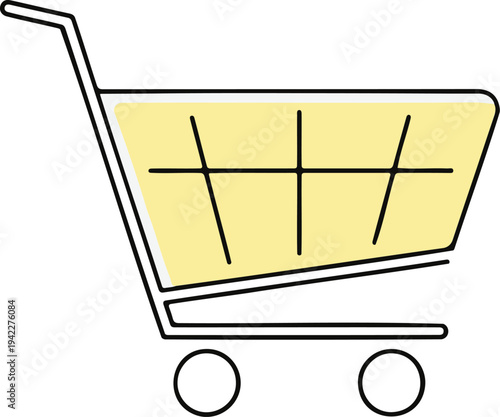A simple shopping cart icon with yellow and black lines