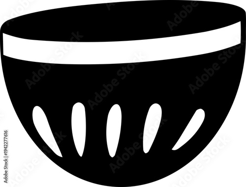 Stylish Black Bowl Icon Vector. Modern Kitchenware Graphic for Food & Restaurant Design, UI/UX, Recipe Apps