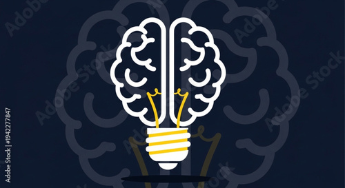 World Intellectual Property Day Concept of idea generation and innovation represented by a glowing lightbulb inside a brain silhouette on a dark background