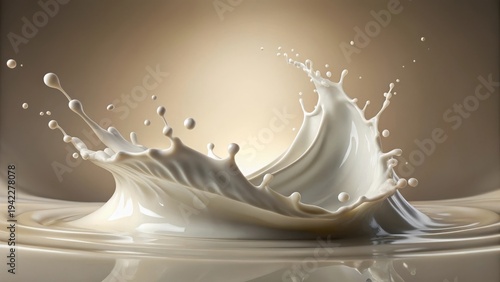 Creamy Liquid Splashing in Slow Motion A Dynamic, Elegant Wave of Dairy Delight