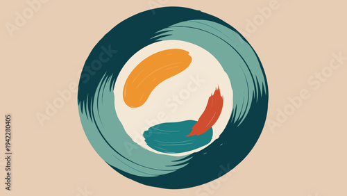 Zen-inspired brush circle in a clean minimalist vector style. Elegant abstract wall art symbolizing balance, mindfulness, and modern Japanese-inspired decor.