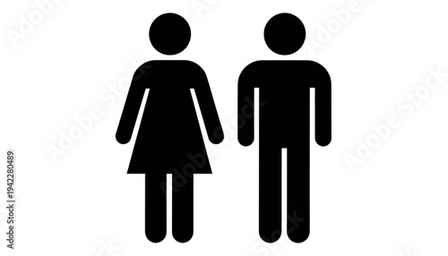 A minimalist vector graphic of a man and woman standing side by side on transparent background