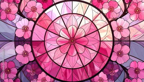 Circular Sakura Stained Glass Design