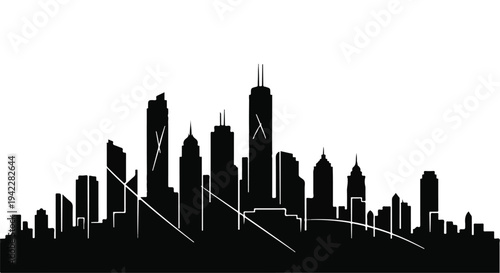 Iconic Skyline Silhouette of a Major City - A Timeless Urban Panorama