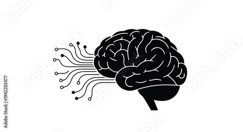Artificial Intelligence Brain with Circuits and Connections Illustration