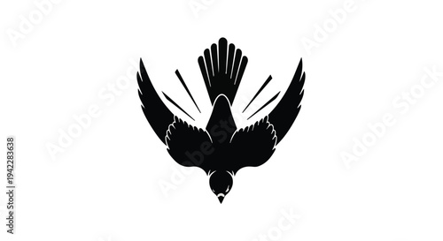 Stylized descending dove icon, a symbol of peace, freedom, and divine spirit