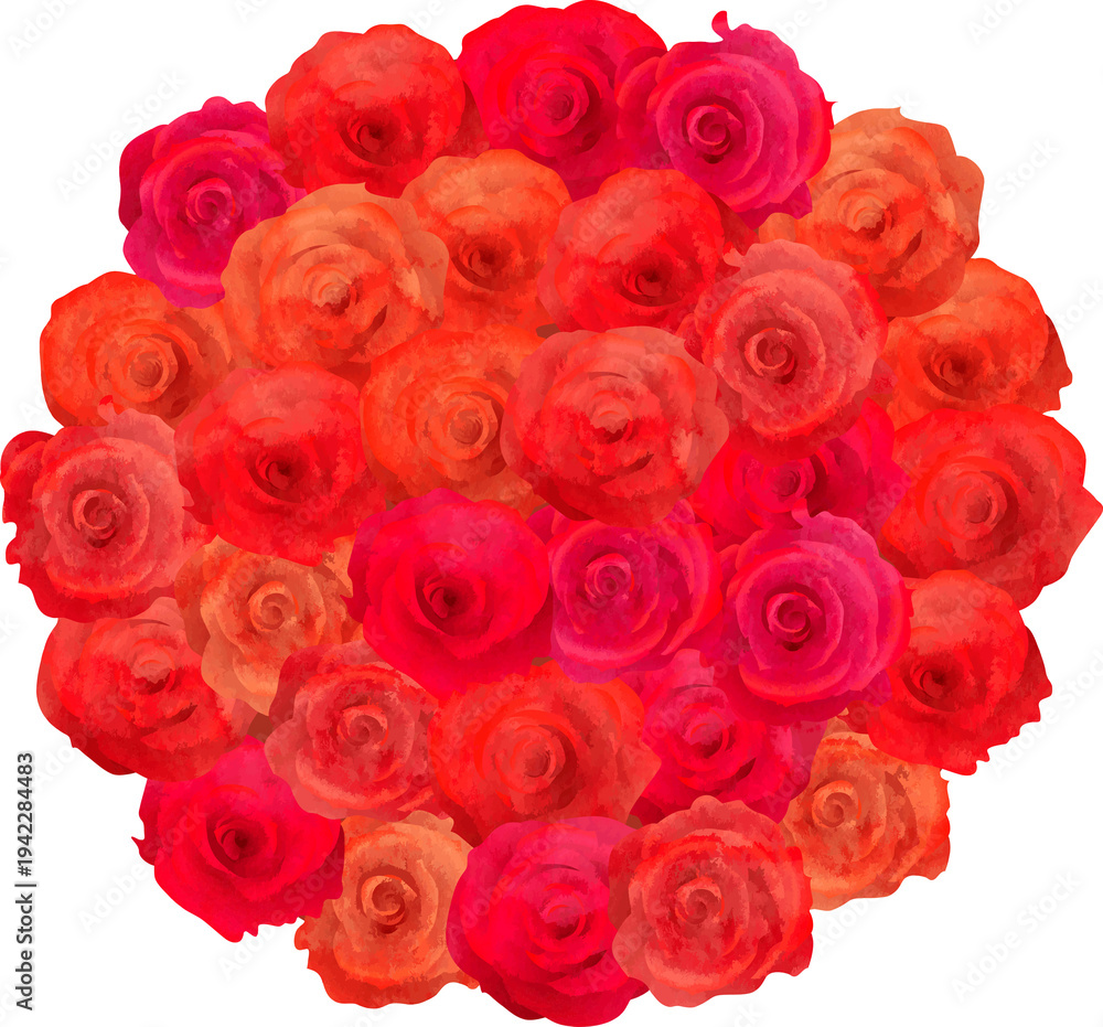 Naklejka premium Round bouquet of red roses
