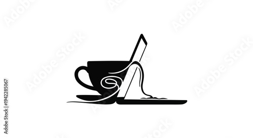 Intertwined Productivity Coffee and Laptop Synergizing in a Fluid Design