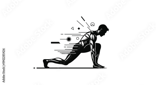 Fitness Motivation for Men Dynamic Athlete Performing A Lunge Exercise for Workout