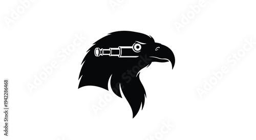 Silhouette Eagle Head with Spyglass Lens