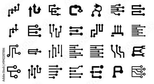 Collection of Ancient Egyptian Hieroglyphic Symbols and Icons on White Background