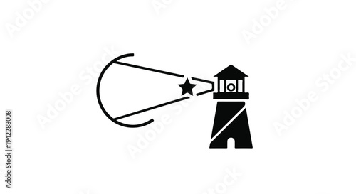 Stylized Lighthouse Beacon with Guiding Star Illuminating Hopeful Maritime Navigation