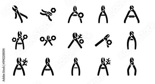 Collection of letter A icons with various editing tools surrounding it from different viewpoints