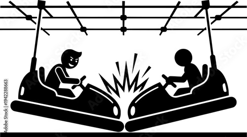 Bumper Car Outline Vector, Amusement Ride Vector, Bumper Cars Clipart
