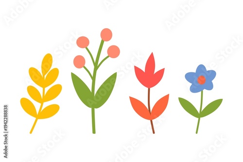 Simple Flower and Plant Clipart Collection for Botanical Decoration