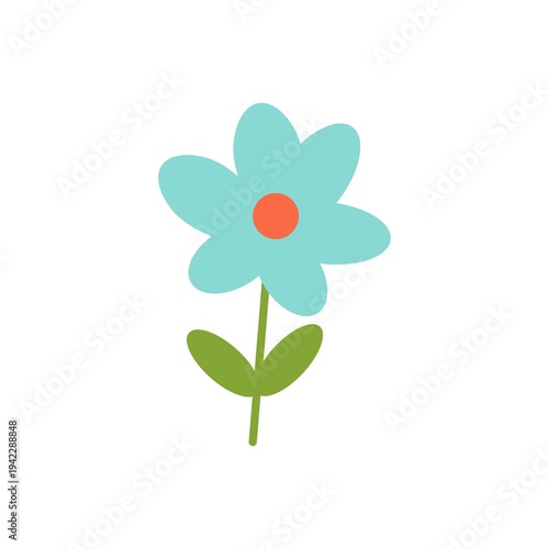 Blue Floral Graphic for Botanical Decoration