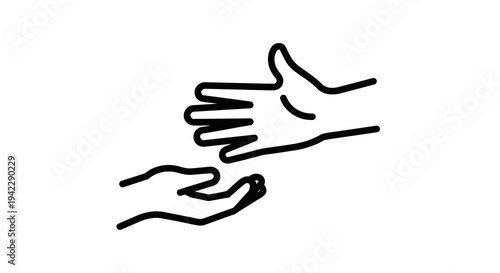 Helping Hands Vector Illustration Symbolizing Support, Charity, and Caregiving - Clean Line Art Graphic for Assistance Concepts