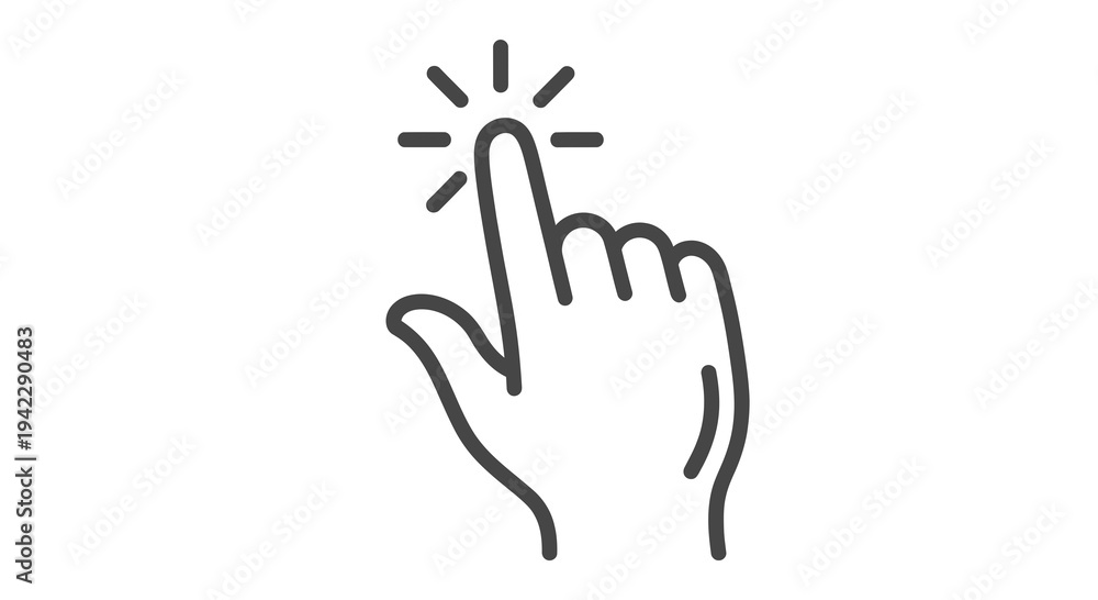 Obraz premium Hand Cursor Clicking Icon Vector Illustration, Digital Interaction and User Interface Element, Graphic Design for Web and App Navigation