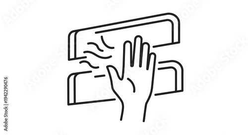 Hand Drying in Automatic Jet Hand Dryer Icon Vector Illustration, Modern Hygiene Technology for Public Restrooms and Commercial Spaces