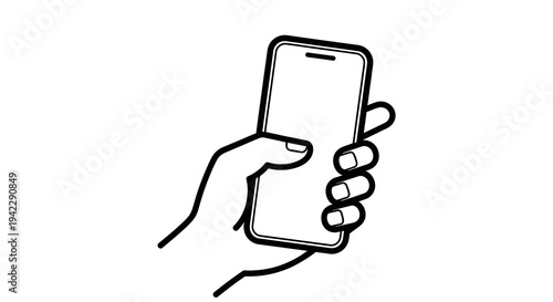 Hand Holding Smartphone Vector Illustration Mockup Template for App Promotion and Digital Content Creation