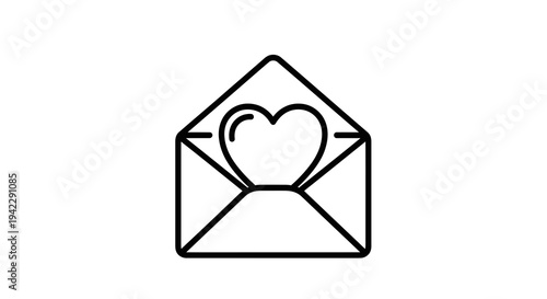 Heart in Envelope Vector Illustration, Love Letter Icon, Romantic Message Symbol, Valentine's Day Graphic Design Element, Communication Concept