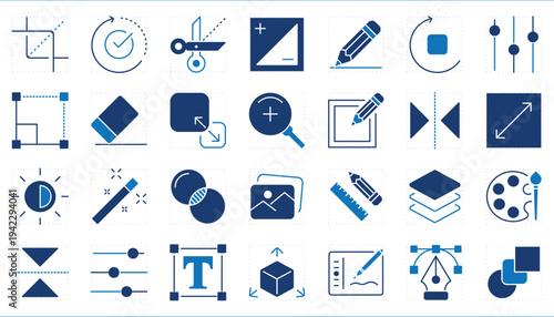 A set of icons related to Editing. Design and edit tools and interfaces.