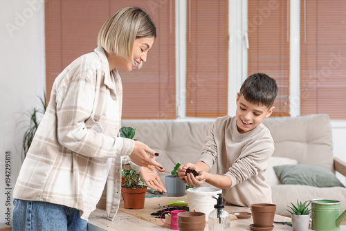 Happy mother and her little...