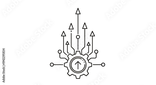Abstract Technology Network Illustration with Gears and Circuitry.
