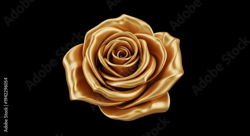 Radiant golden rose blossom, a magnificent and elegant representation of love, luxury, and timeless grace, shining vibrantly in solitary splendor