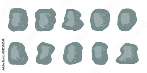 Hand drawn rocks and stones Rock fragments, boulders, building material Coastal pebbles, gravel, minerals, cobblestones, geological formations For game environment, landscape illustration, design