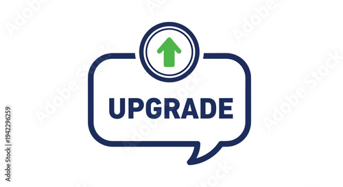 Upgrade logo with speech bubble and upward arrow emphasizing growth, improvement, and technology branding.
