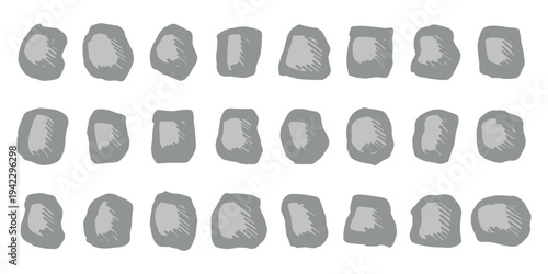 Hand drawn rocks and stones Rock fragments, boulders, building material Coastal pebbles, gravel, minerals, cobblestones, geological formations For game environment, landscape illustration, design