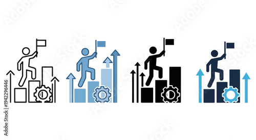 Inclusive illustrations of people with disabilities showing empowerment, progress, and upward growth.