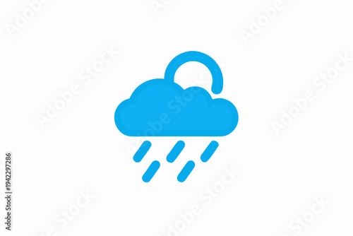 A simple blue icon depicting a rain cloud with falling raindrops