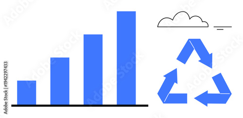 Sustainability concept. Sustainability with a growth chart and recycling symbol, promoting sustainable development. Sustainability supports environmental awareness, eco-friendly practices, education