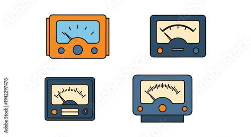 Volt Meter Line art clean vibrant tone illustration