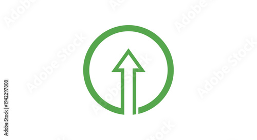 Green circular upload icon design featuring an upward arrow emblem for cloud services.