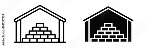 Warehouse and Logistics Icon Set, Supply Chain, Inventory Management, and Shipping Vector Symbols