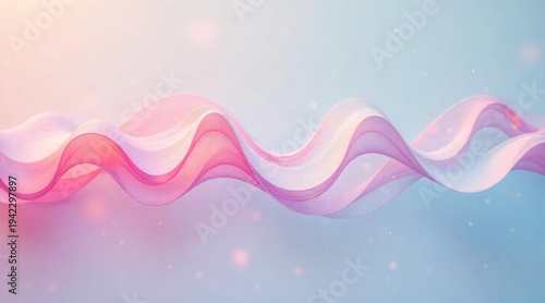 Ethereal flowing ribbon of soft pink and purple hues gracefully waves across a delicate pastel background with gentle light effects