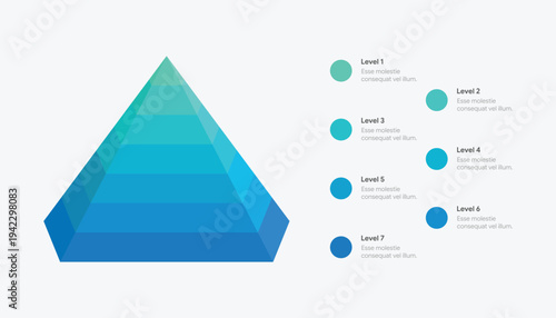 Seven Level 3D Pyramid Infographic Design