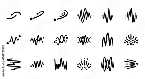 Abstract sound wave patterns and abstract motion graphics representing waves and pulses, great for design elements and backgrounds