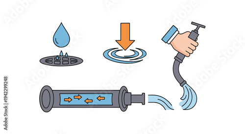 Water Evacuation minimal bold color illustration