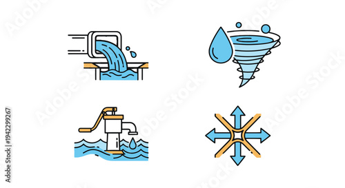 Water Evacuation minimal abstract clean illustration