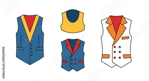 Waistcoat Line art vector set minimal creative color illustration